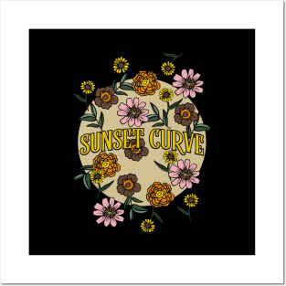 Sunset Curve Name Personalized Flower Retro Floral 80s 90s Name Style Posters and Art